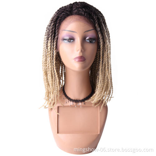 Cheap blonde wig, braided and twisted ombre blonde lace front wig